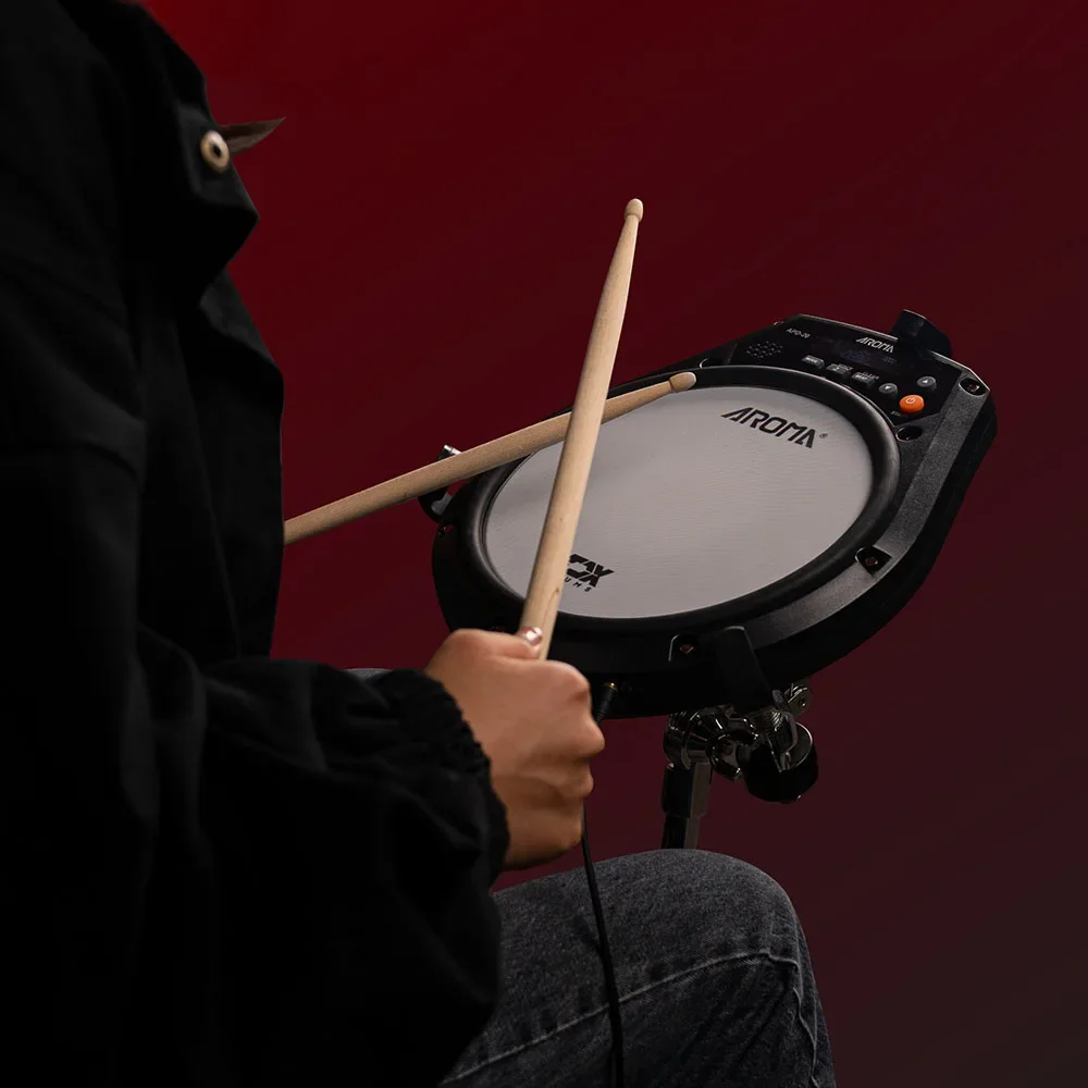 Aroma 8 Inch Electronic Dumb Drum Pad Rechargeable Multifunction Digital Electric with Speed Detection Metronome Practice Drum