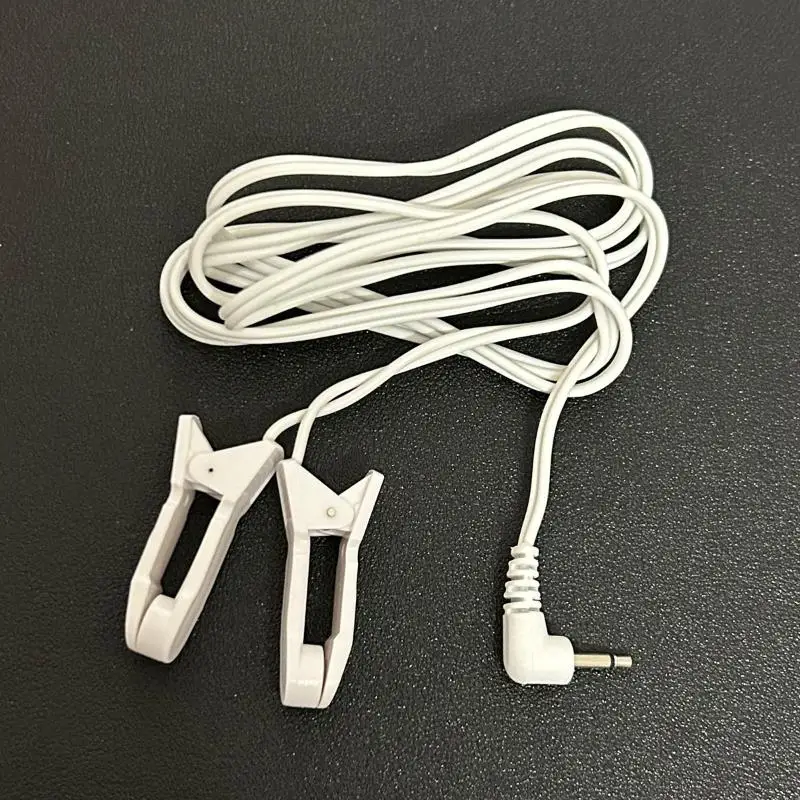 새로운 1Pcs 이어 클립 전극 리드 와이어 2.5mm 직각 플러그 TENS 펄스 치료 마사지 장치 용 듀얼 이어 클램프 케이블