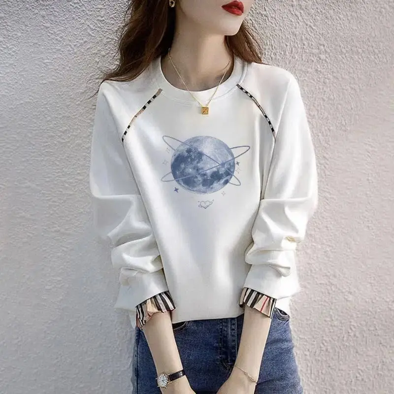 Autumn Casual Cotton Wild Sweatshirt Vintage Letter Print Streetwear Harajuku Y2k Pullover Female Free Shipping Women's Clothing каска wild and free с отверстиями под банки