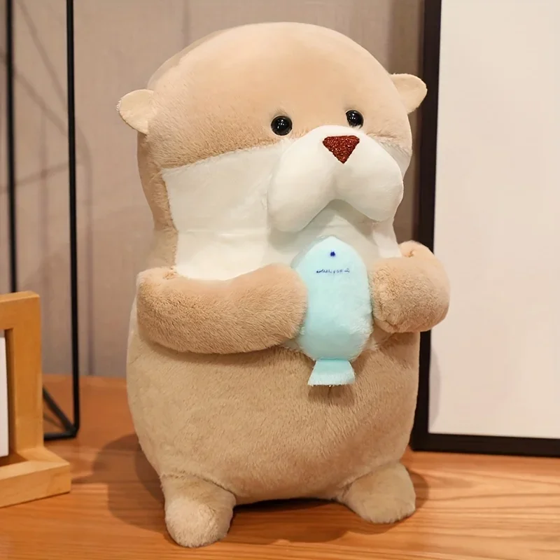 귀여운 수달 봉제 장난감, 부드러운 바다 수달, 동물 봉제 인형, 귀여운 다크 브라운 수달 봉제 인형, 어린이 생일 선물