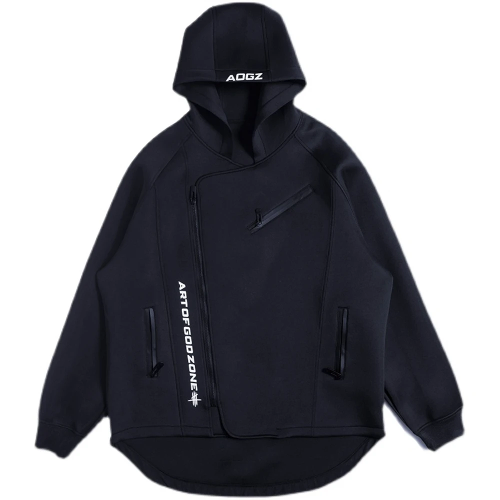 AOGZ Streetwear Zipper Hoodies Sweatshirts Men Oversized Hooded Pullover  Harajuku Tactical Function Techwear Tracksuit Loose