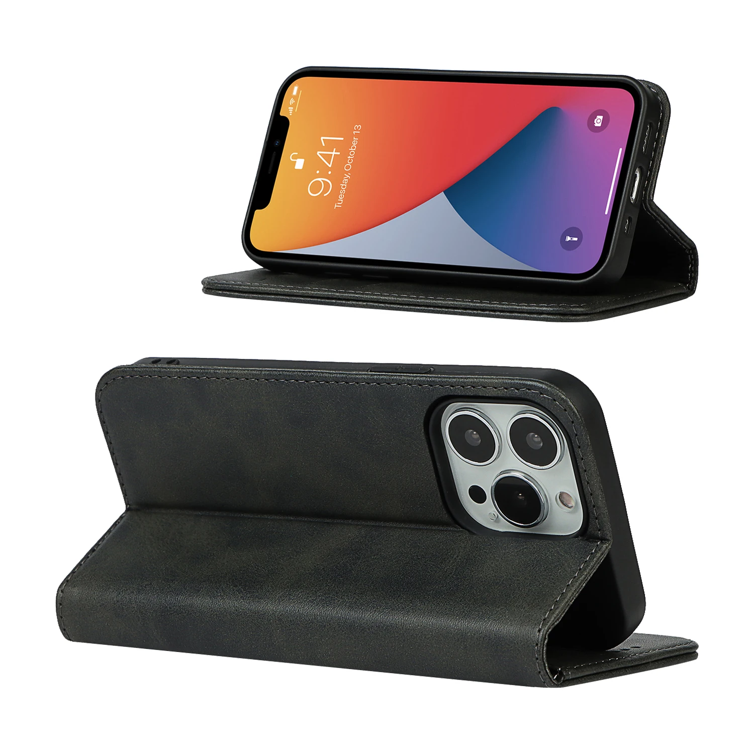 Capa de Couro para o Iphone 13 11 12 Pro Max Mini x xs Max xr Plus se 2023 2023 Aleta Coldre Atração Magnética Carteira Case - Image 5