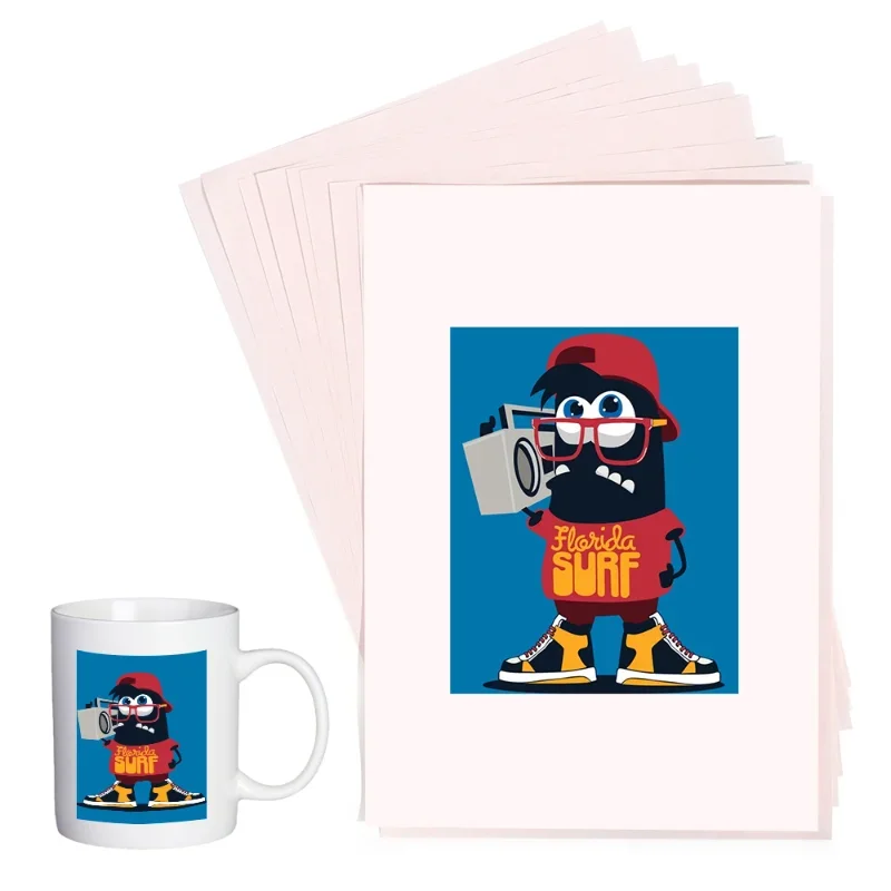 50-10 시트 A4 승화 열전달 용지 DIY 인쇄 의류 티셔츠 컵 머그 베개 A4 열전달 용지