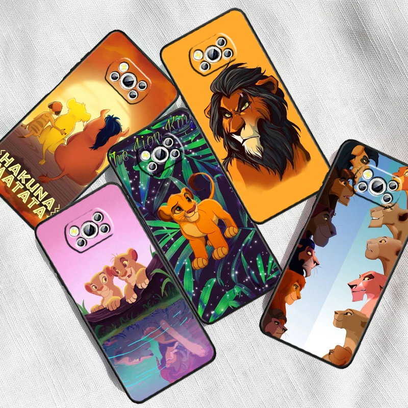 Disney The Lion King Per Xiaomi Mi Poco F5 F4 F3 F2 X5 X4 X3 M6 M5 M5S M4 M3 C40 Pro Gt Nfc 5G Custodia Nera Per Telefono