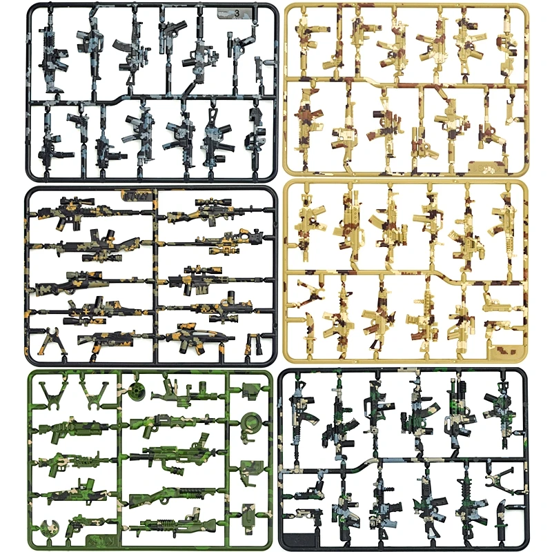 Military Accessories bricks Swat Weapon Soldier Guns Fence Ghillie Suits WW2 Army MOC Parts Building Block PUBG scene series