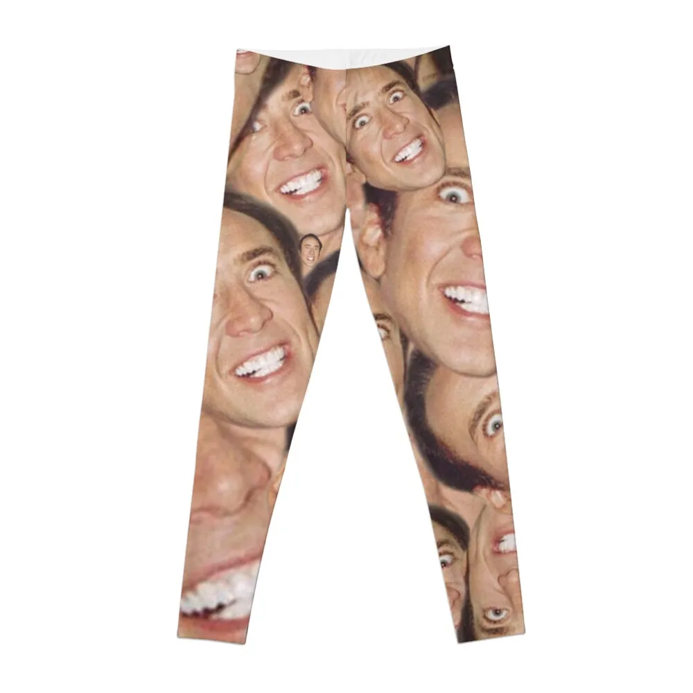 Nicolas Cage Face Collage Design Leggings push up fitness gym's clothing leggins push up woman Womens Leggings