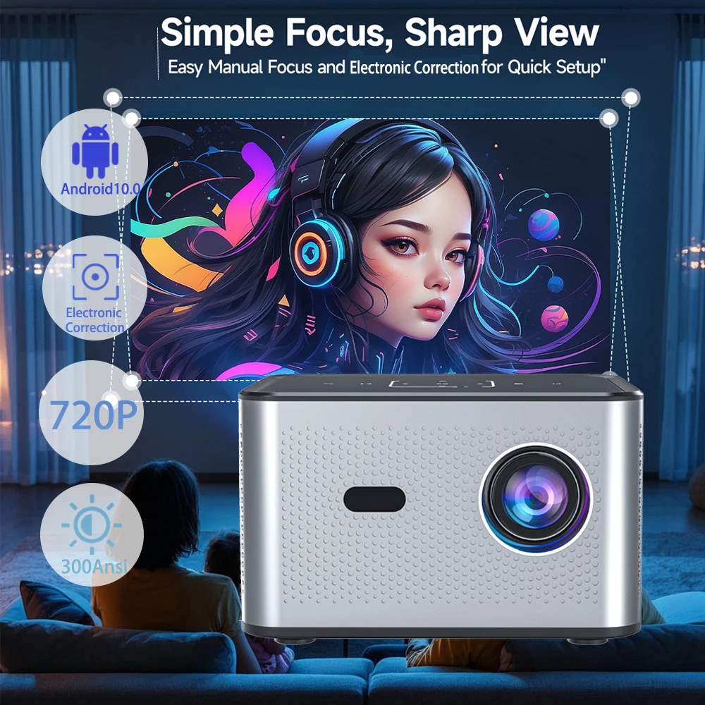 جهاز عرض Xnano 4K 190 ANSI HD 720P تركيز تلقائي أن...