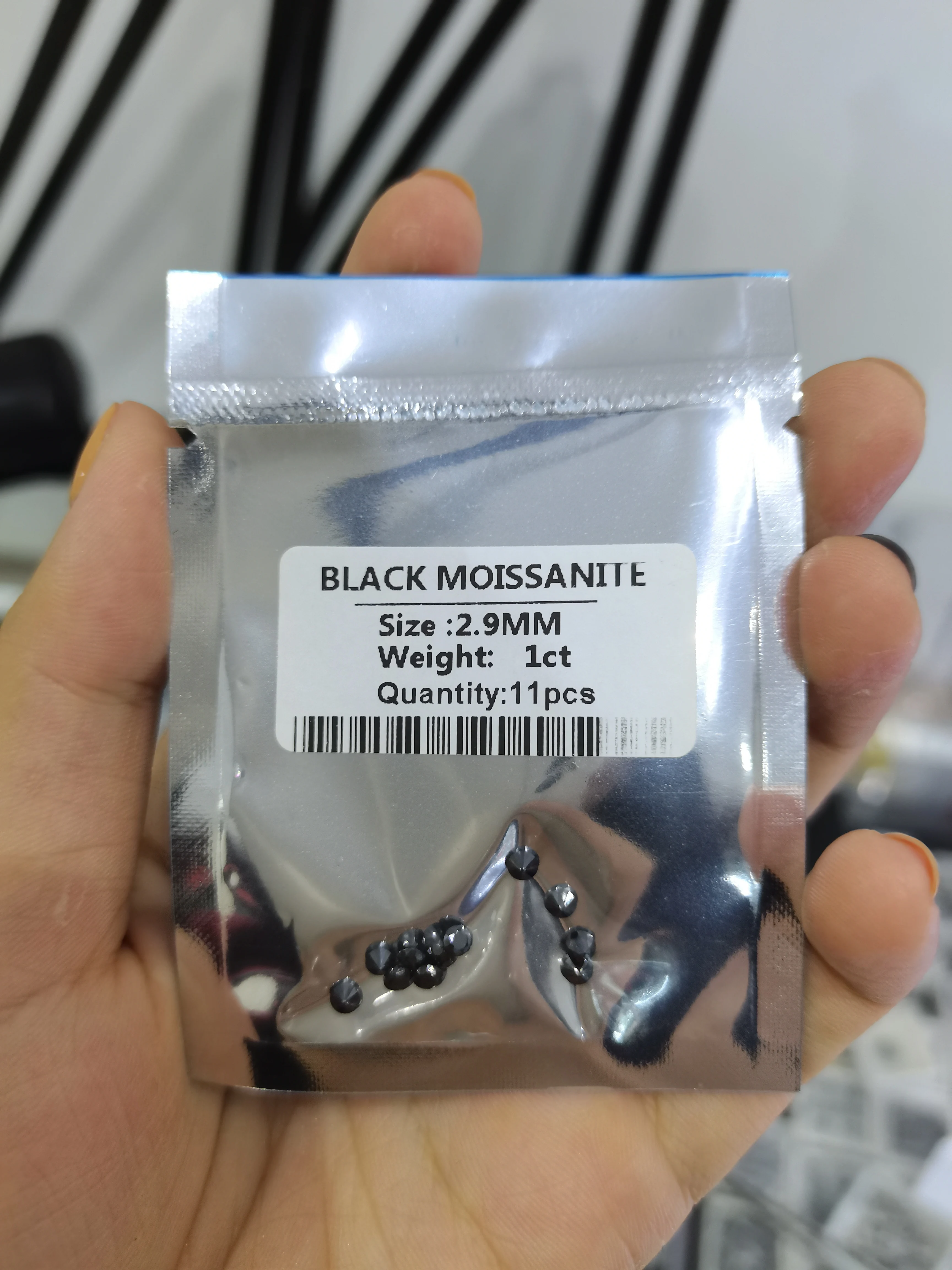 Excellent Cut Big DISCOUNT 0.7-2.9mm Holycome Black Moissanite Round Cut Moissanite Diamond Test Positive