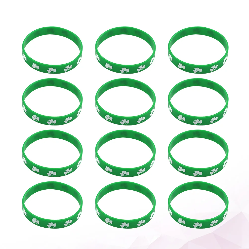 

Happyyami St Patricks Day Silicone Bracelet Chic Unique Stylish Party Hand Decoration Shamrock Wristbands Green Rubber