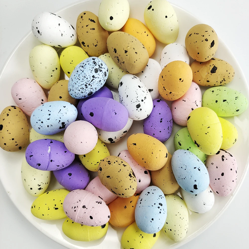 100 Uova Di Pasqua In Schiuma Colorate, 2,5 Cm, Piccole Decorazioni Per Cesto E Albero