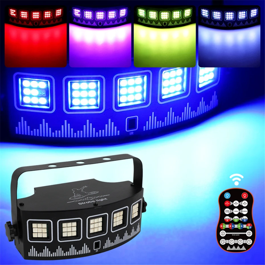 

LED Stage Lighting RGB Disco DJ Strobe Light Effect Party Holiday Lamp Christmas Music Club Bar Sound Activated Flash Gradient