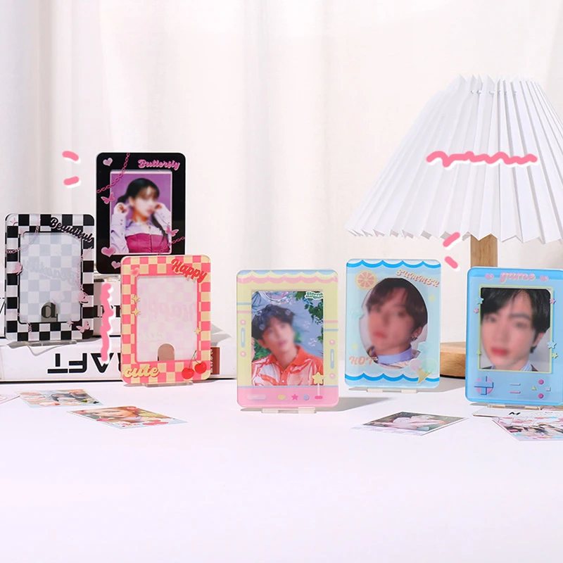 Cute Cartoon Acrylic Kpop Photocard Holder Photo Frame Card Display Stand Postcards Cards Protectors School Desktop Decoration