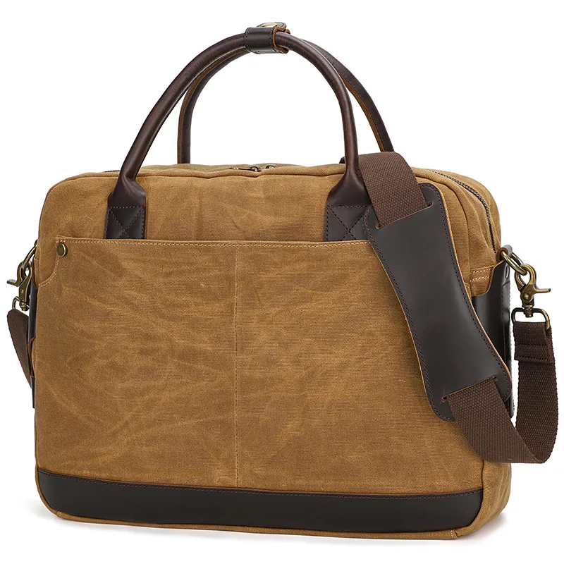

Vintage Man Portable Briefcase Canvas Shoulder Crossbody Bag Male Outdoor Travel Notebook Bag