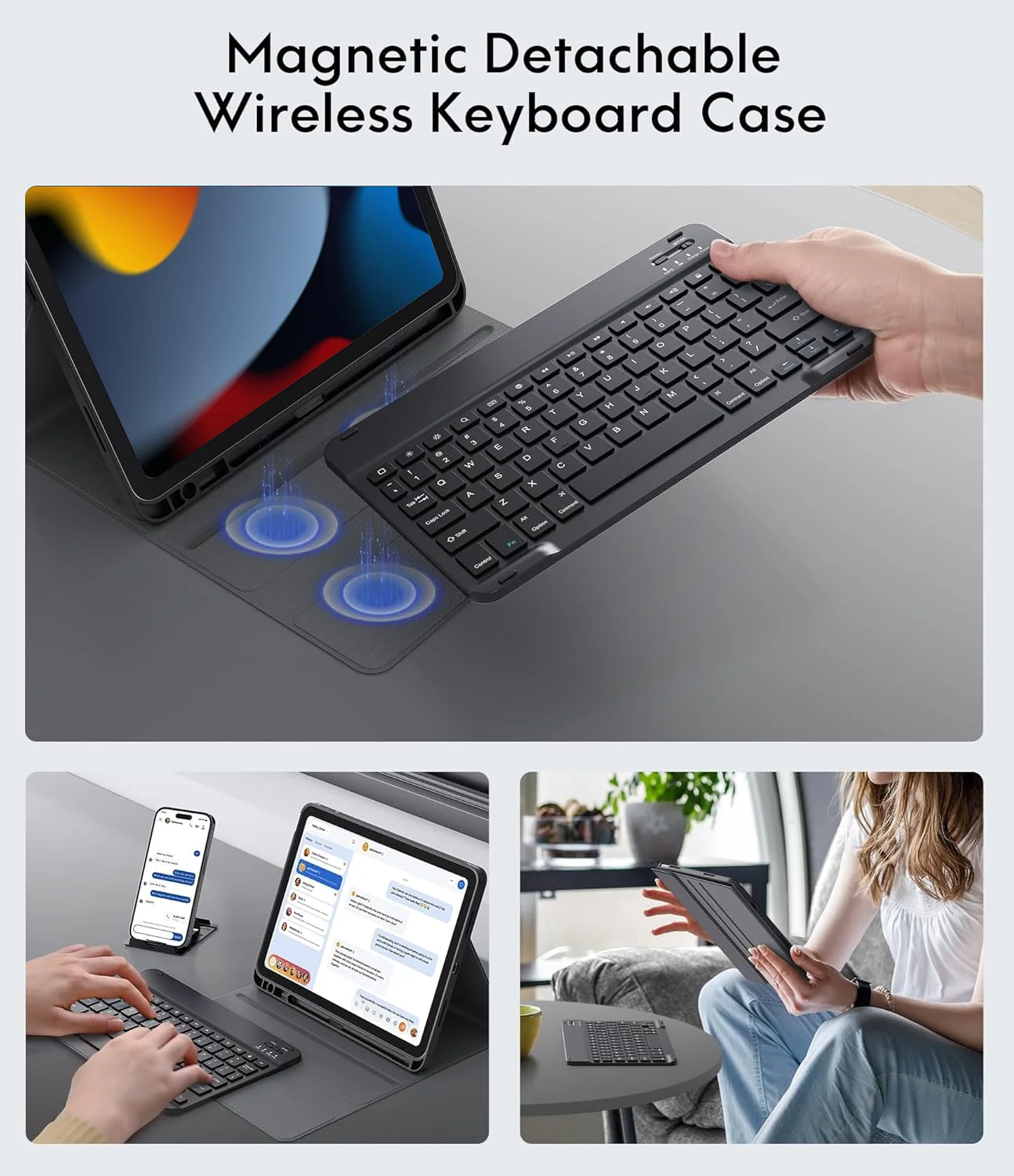Versatile Wireless Keyboard and Mouse Set with Detachable Protective Cover
