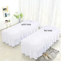 Luxurious Velvet Spa Bed Sheets - Soft, Warm, and Elegant Massage Table Covers - 120x200cm with hole (WHITE)