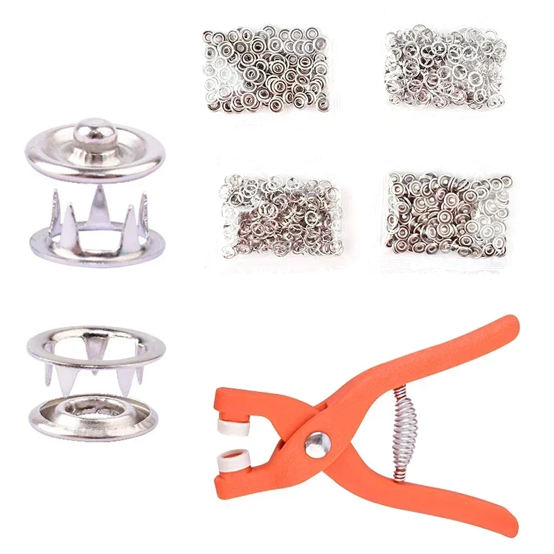 Snap Button Kit with Hand Pressure Pliers 50/100pcs Snaps Metal Snaps for Sewing Sewing Snaps for DIY Crafts Clothes Hats 3