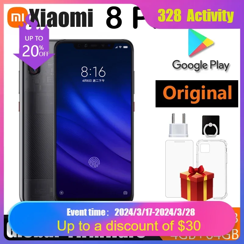 cellphone Android  Xiaomi Mi 8 pro mobile phone Snapdragon 845 fingerprint charging 18W 1080 x 2248 google pixel 3 3xl smartphone 4gb 128gb rom android 9 0 octa core snapdragon 845 1080 x 2160 pixels fast charging 18w