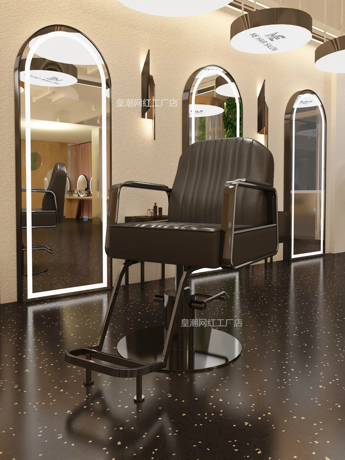 Description Picture 5 of itemRecliner Barber Chairs Hairdressing Vanity Ergonomic Chair Luxury Makeup Stylist Silla De Barberia Beauty Salon Furnitures