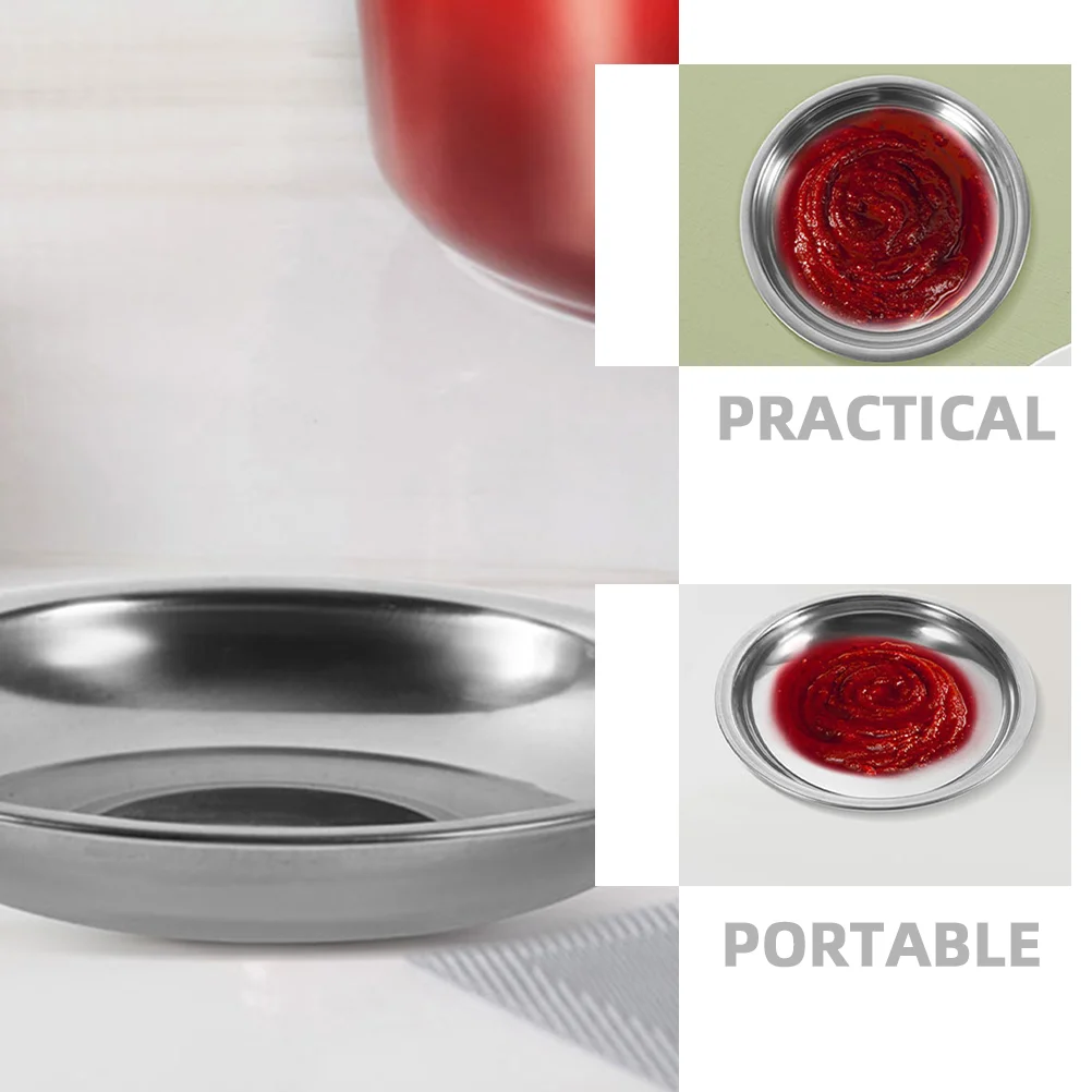 Sauce Dish 10 Pcs Stainless Steel Dipping Bowls Round Metal Plates Food Flavor Seasoning Dishes Small Gear Serving Plates appetizer plates