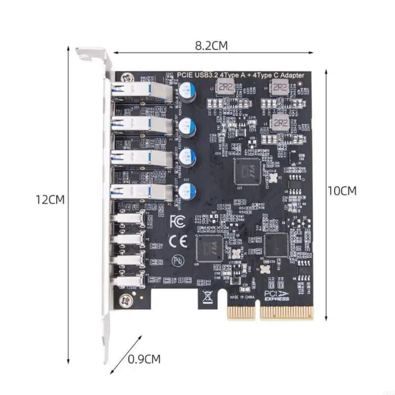AXYB USB Expansion Card 8Ports PCIE USB3.2 Card Efficiently Energy USB3.2 Hubs