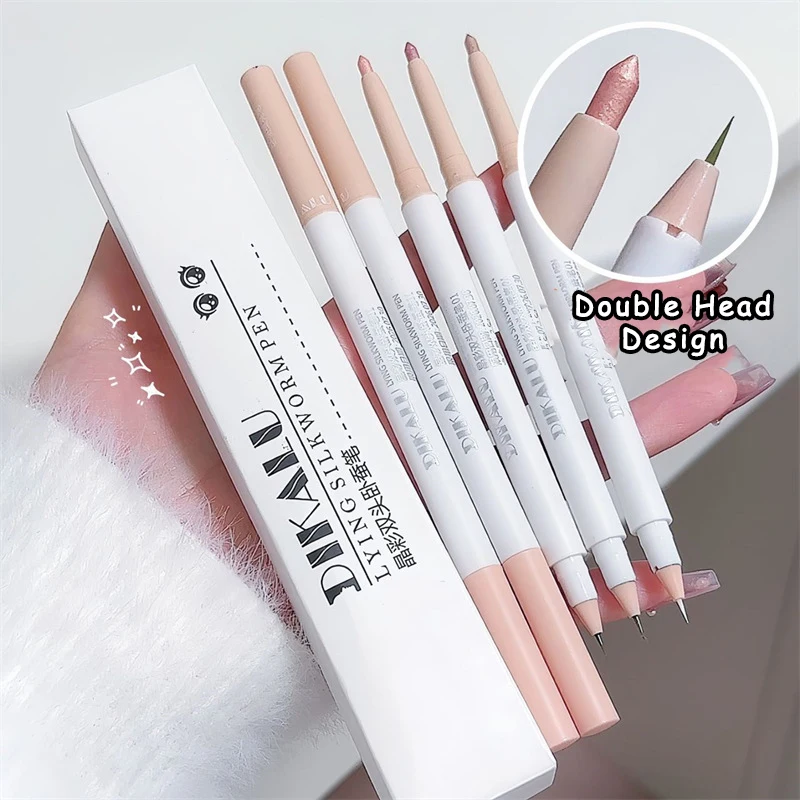 Double Head Aegyosal Pencil Highlighter Arrow Waterproof Eyeliner Under Eye Liner Pen Matte Glitter Eye Makeup Korean Cosmetics liquid eyeliner eyeliner pencil