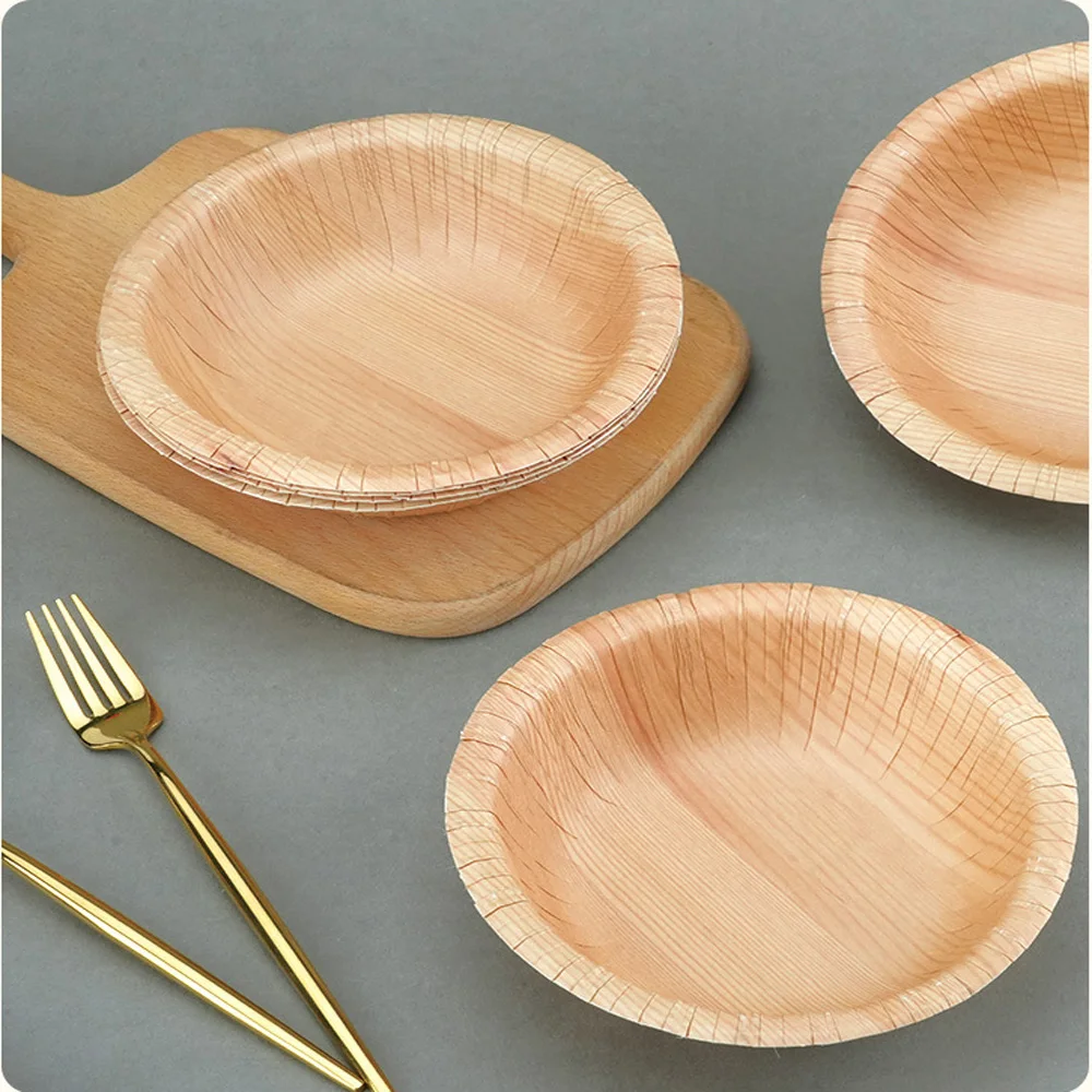 Disposable Paper Plate Paper Bowl 10-Pack Home Marble Plate Premium Dessert Fruit Party BBQ Supplies