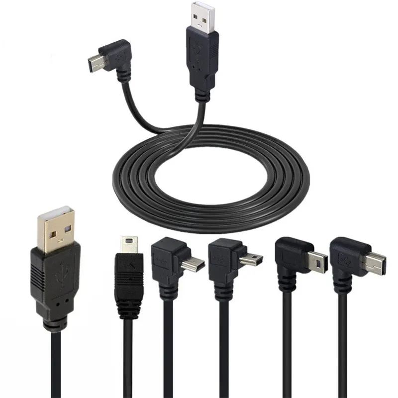 Mini USB BIS Unten Links Rechts Abgewinkelt 90 Grad USB 2,0 ZU Mini USB 5pin Kabel für Kamera MP4 Tablet 0,25 m 0,5 m 1,5 M 3M