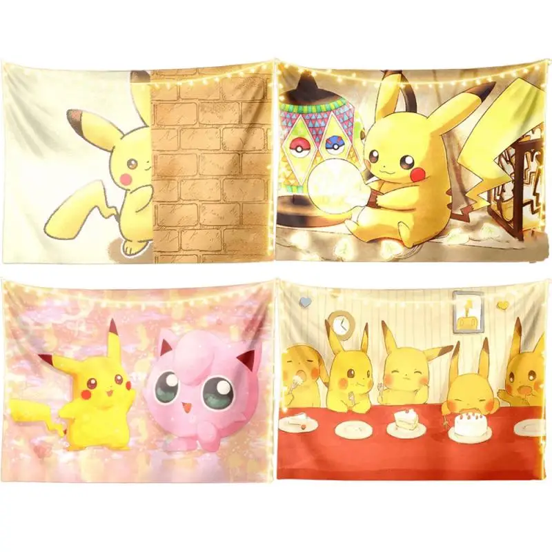 

Cartoon Pokemon Anime Wall Covering Tapestry Hanging Cloth Pikachu Eevee Bedroom Decoration Background Fabric Decoratio