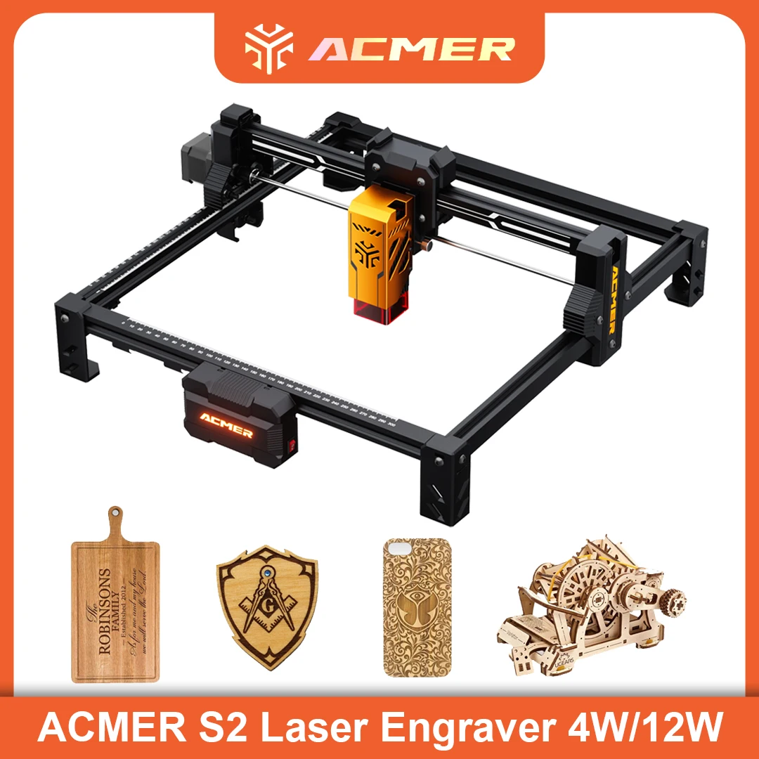 Produktbild von ACMER S2 12W Laser Cutter Set Mit M4 Rotationswalze-Lasergravur