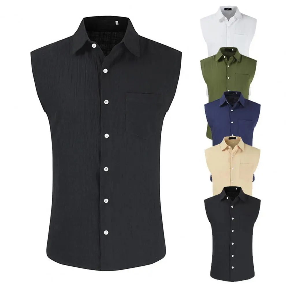 

Fashion Casual Shirt Top Buttons Summer Sleeveless Lapel Top Summer Top Skin-friendly
