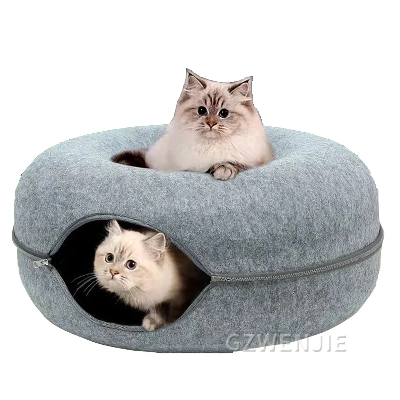 

Donut Pet Cat Tunnel Interactive Play Toy Cat bed Dual Use Ferrets Rabbit Bed Tunnels Indoor Toys Cats House Kitten Training Toy