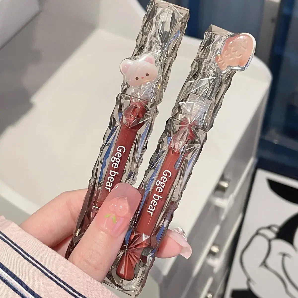 ダイヤモンドミラーリップ釉薬水っぽいリップグロス持続半透明