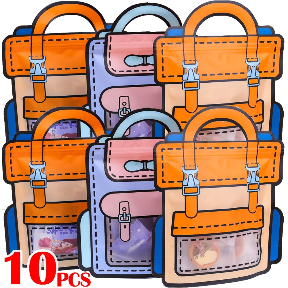 Creative Bag Shape Children's Lunch Bag Candy Biscuits Plastic Zipper Bag Snack Bags Children Birthday Party Decoration Gifts 2