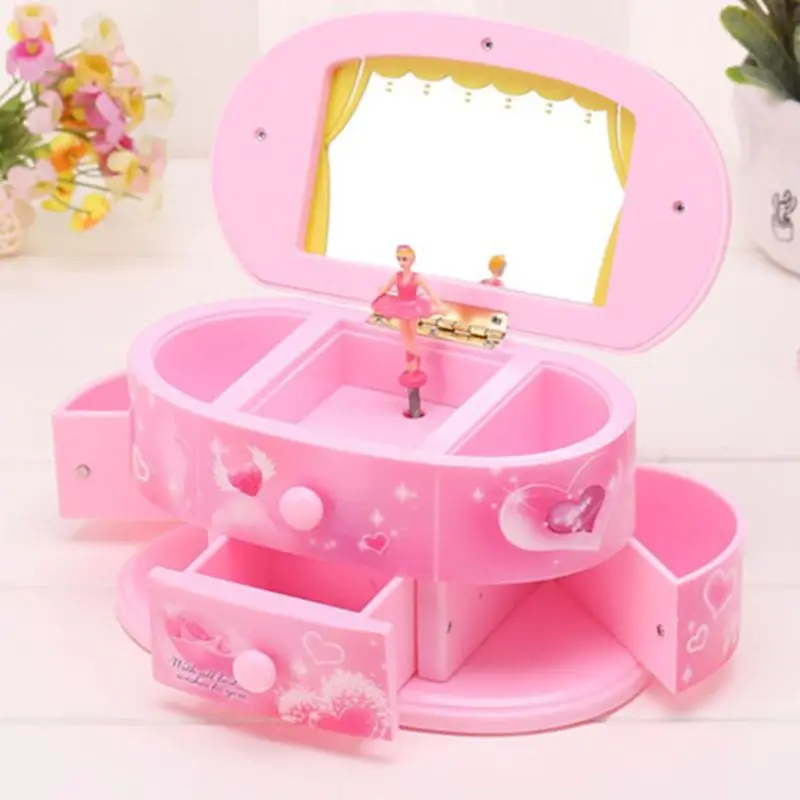 Children's Birthday Music Boxes Creative Dancing Girl Music Jewelry Box Storage Case Rotating Clockwork Box Christmas Gift