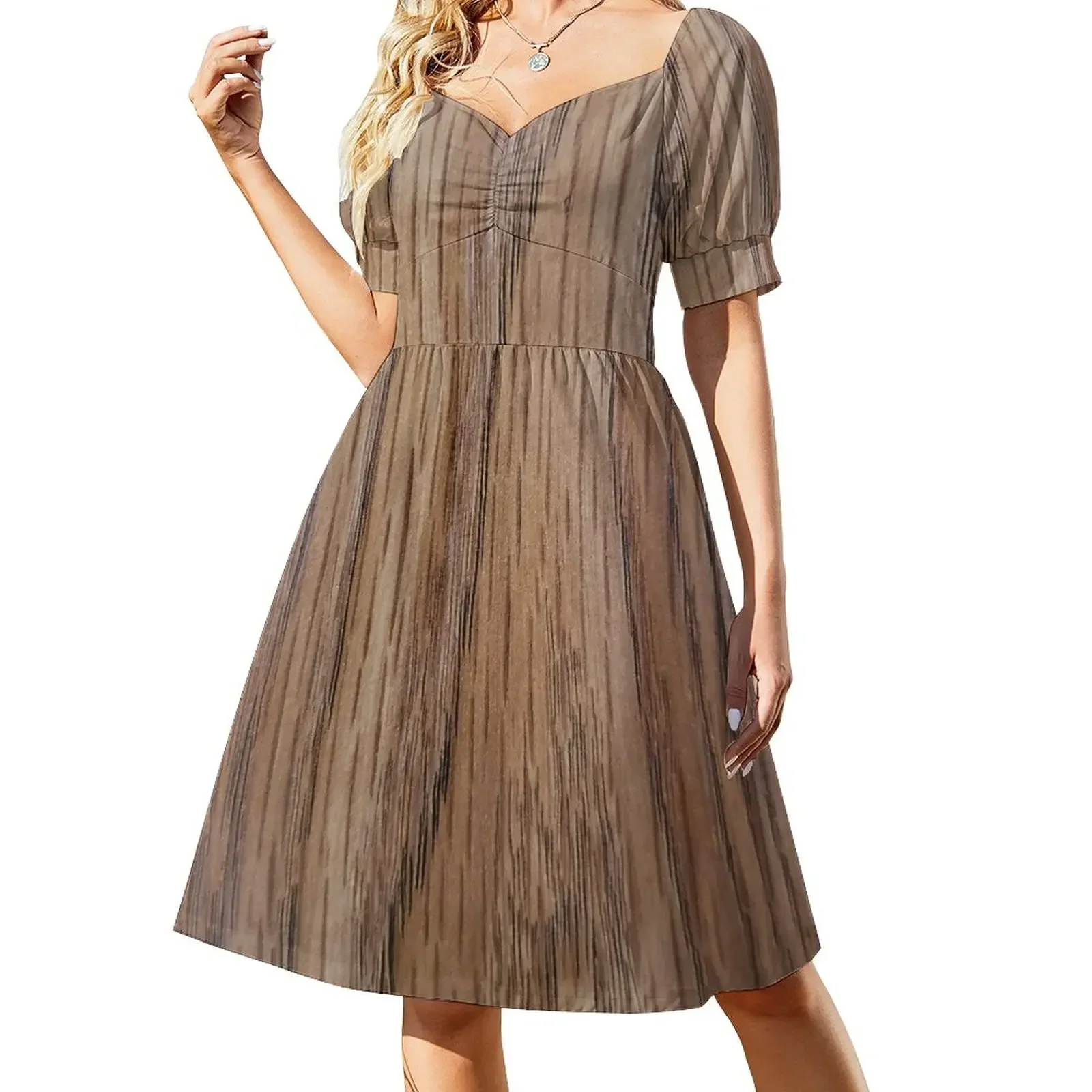 thumbnail image 1 of Vestido de manga corta con veta de madera oscura, vestido para mujer, vestidos de noche para mujer, vestido de verano para mujer, ropa de verano para mujer, 1 of 8