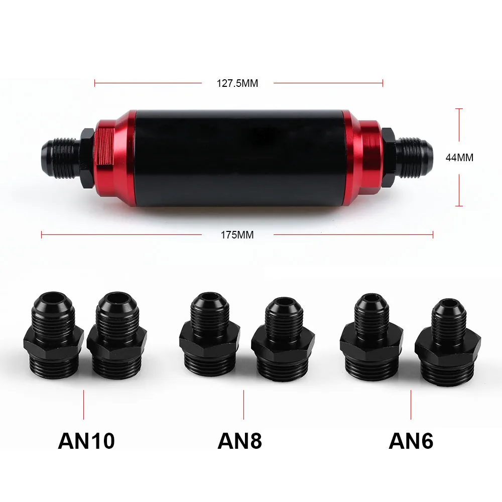 Racing Inline Fuel Filter Aluminum 44MM 60 Micron/ 50MM 100 Micron