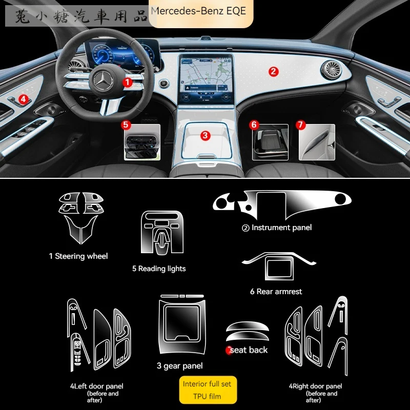 For 22-23 Mercedes-benz EQE center screen shift door TPU interior protective film modified accessories