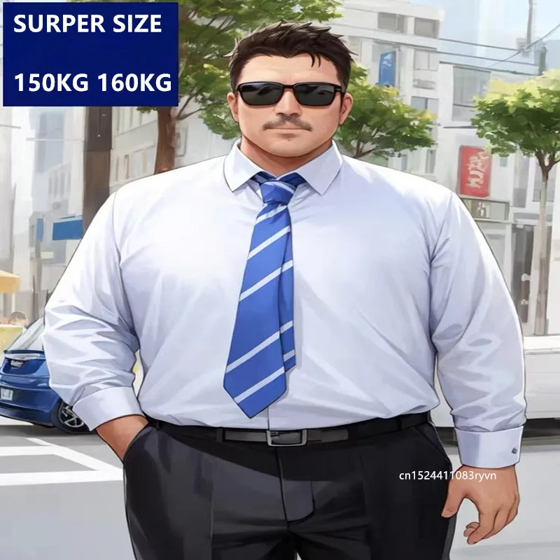 Мужская классическая рубашка большого размера 8XL 9XL 10XL 11XL, новая модная свободная деловая однотонная приталенная Женская одежда для свадьбы