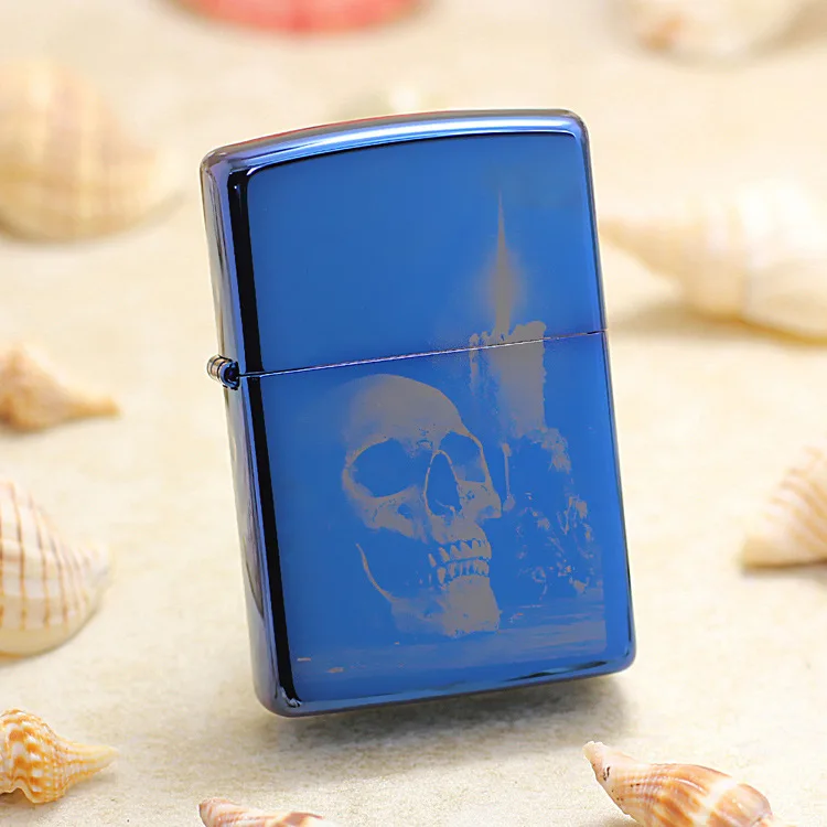 

Оригинальная зажигалка Zippo, медная ветрозащитная синяя керосиновая Зажигалка со скелетом льда, подарок с кодом против подделки