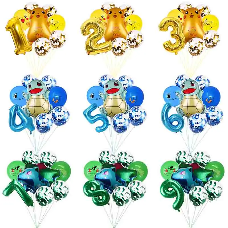 

8pcs kawaii anime Pokémon Pikachu Pokemon party supplies sequins latex balloon set kids birthday party decor kids toys gifts