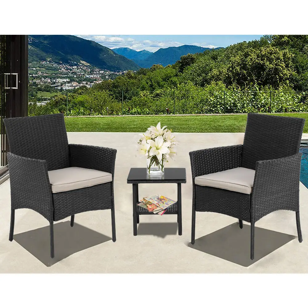Patio Furniture Sets 3 Pieces Outdoor Bistro Set Rattan Chairs Wicker Set