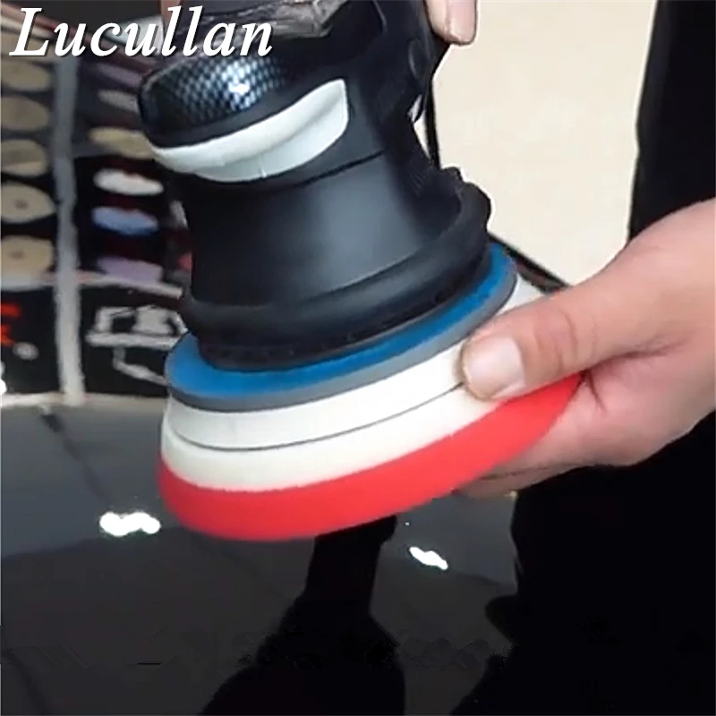 Lucullan 백킹 플레이트 연마 버퍼 패드, 컴파운딩 및 왁싱용 2 층 하이브리드 후크 및 루프 스폰지, 5 인치