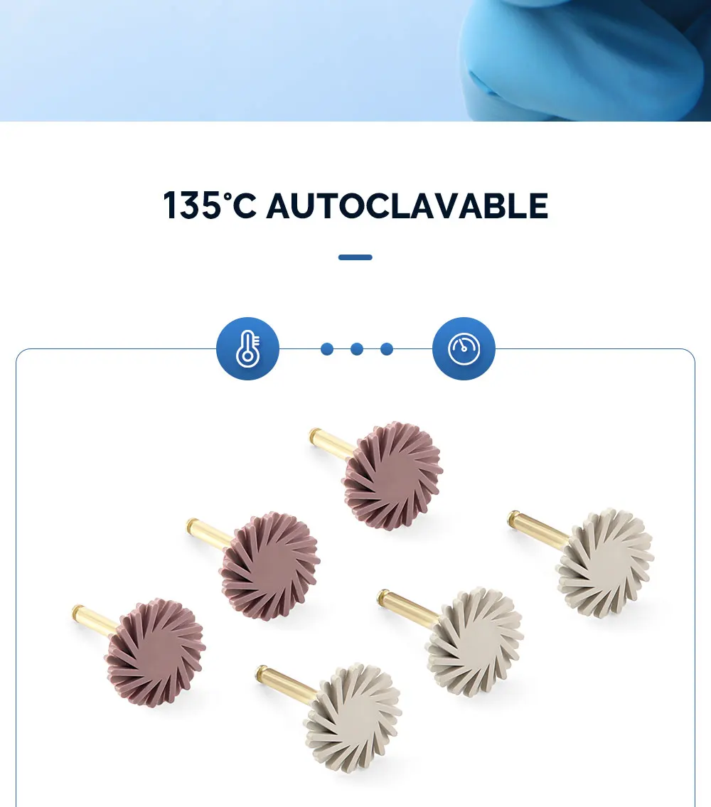 AZDENT 6 Stück/Box Dental-Komposit-Polierscheiben-Set, Bürsten, Fräser, Silikon mit Scheibe, 2-Stufen-Poliersystem – Detail 7