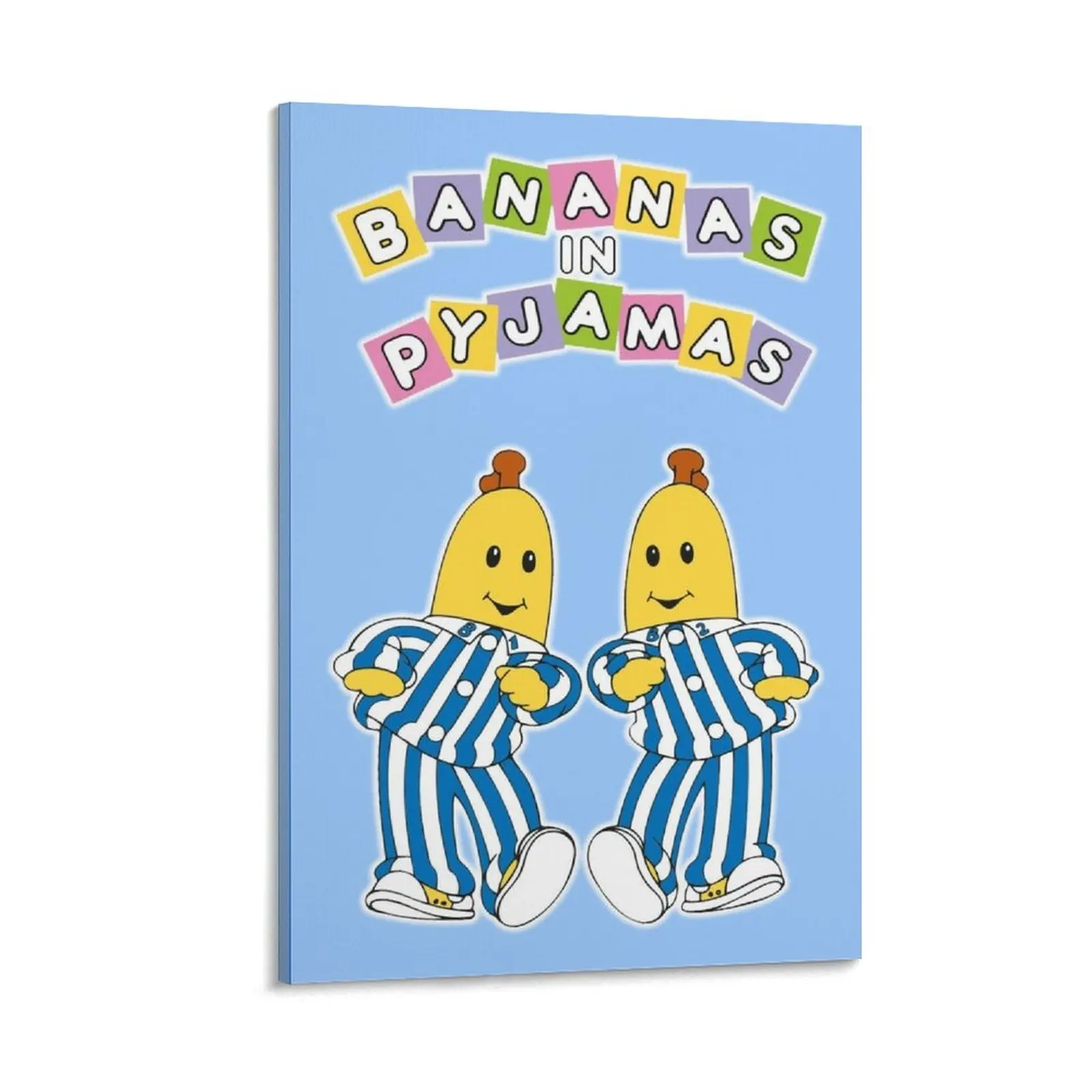 

Bananas in Pyjamas light blue Canvas Painting Paintings for bedroom Paintings home decor