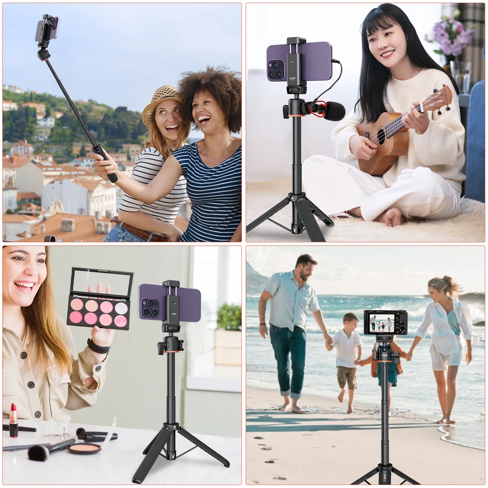 Portable Selfie Stick Tripod - 55cm Aluminum Alloy Stand With 360?? Ballhead For Phones & Cameras