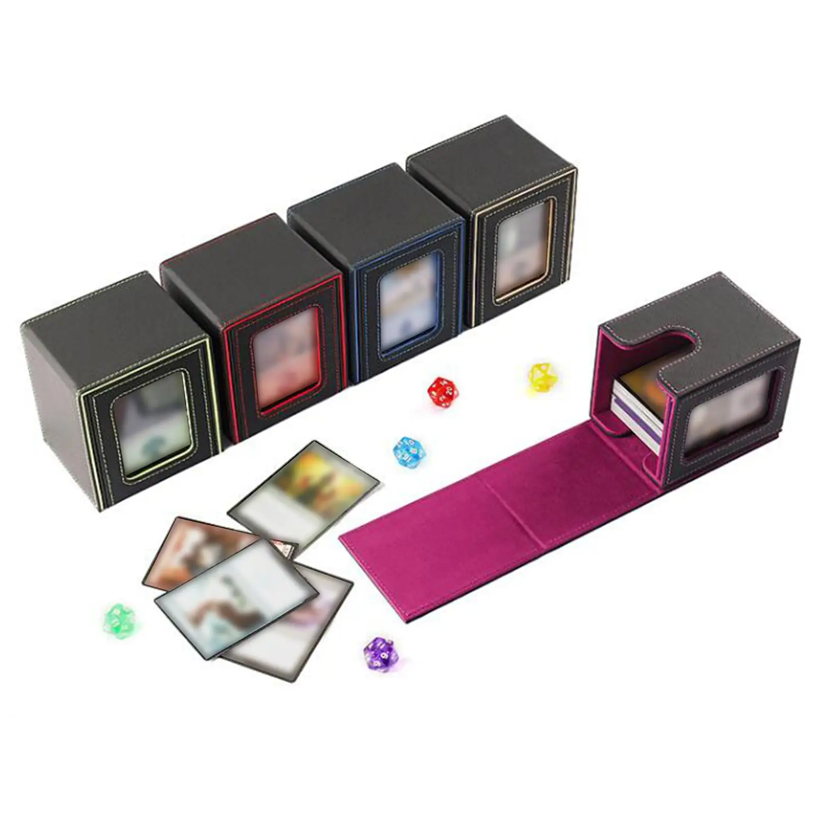  Trading Card Deck Box Card Deck Case Display Closure with 2 Movable Dividers for Collectible Cards Collection Cards 
