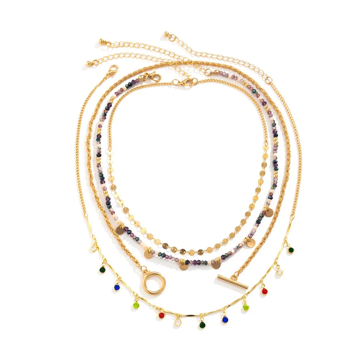 S5a468305e02e42ee9c99dc8ee3c9e984N 4Pcs/Set Boho Colorful Crystal Sequin Tassel Pendant Choker Necklace for Women Trendy Summer Vintage OT Buckle Chain Y2K Jewelry Mallzona