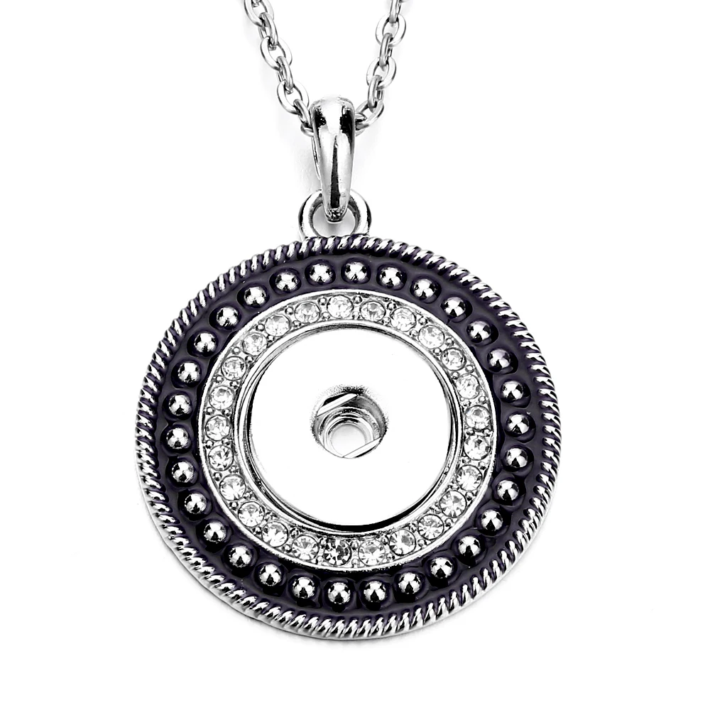 10pcs Vintage Round Metal 18mm Snap Necklace Fit Snaps Buttons Pendant Necklace For Women Jewelry