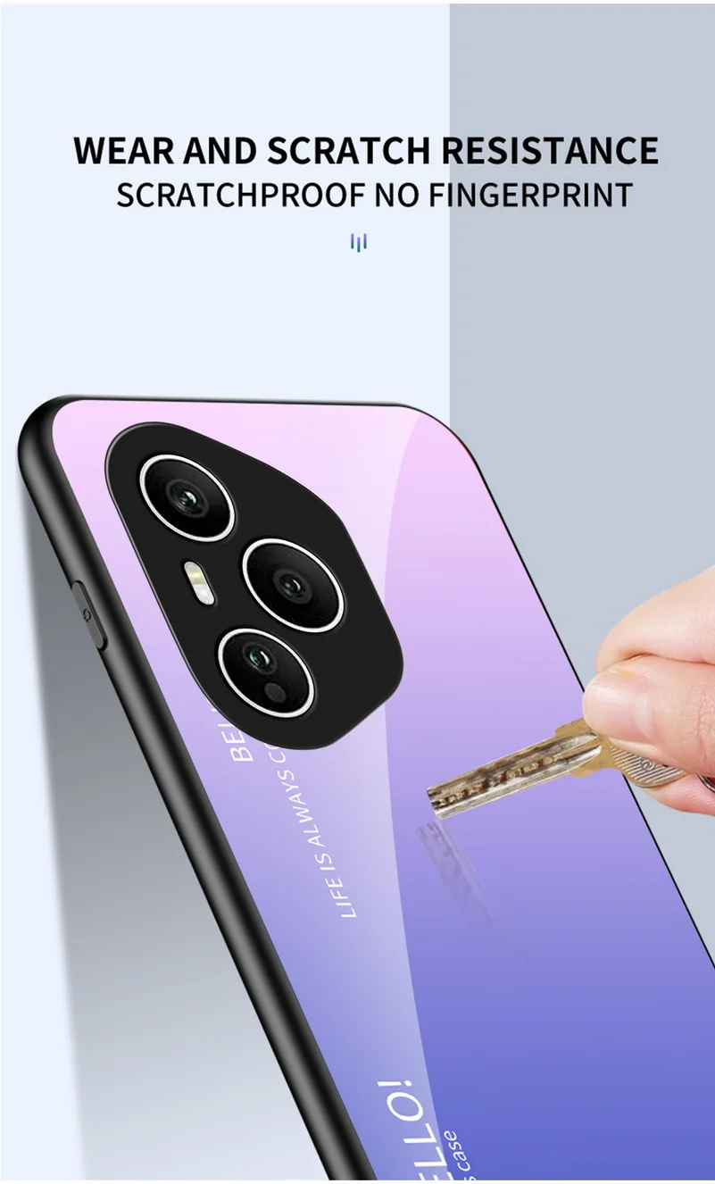Gradient Tempered Glass Glossy Back Cover Case