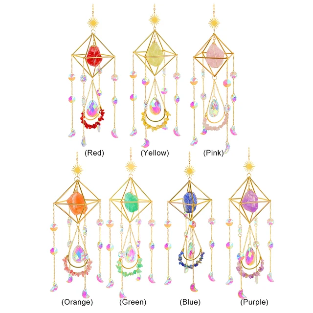 K9 Crystal Light Catchers Wind Chiem Diamond Hexagon Hold Kristály Természetes Színű Kő Napfény Csapdába Esik A Szélvédő Ékszerek - Image 6